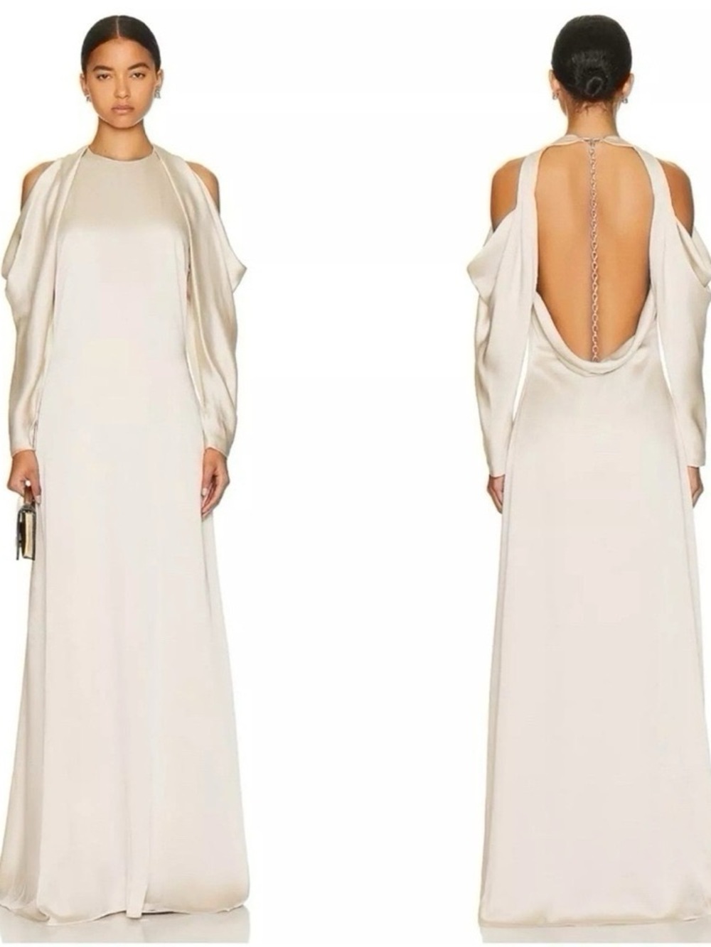 Jonathan Simkhai Caitlyn Champagne Satin Open-Back Gown NWT Women’s 4 – Bridal - Picture 8 of 15